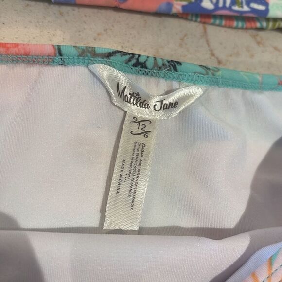 Matilda Jane polka dot floral ruffle swimsuit SZ 12 - Picture 2 of 8